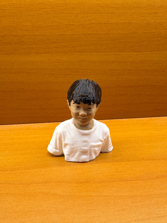 3D face and upper body scans, color printed or painted