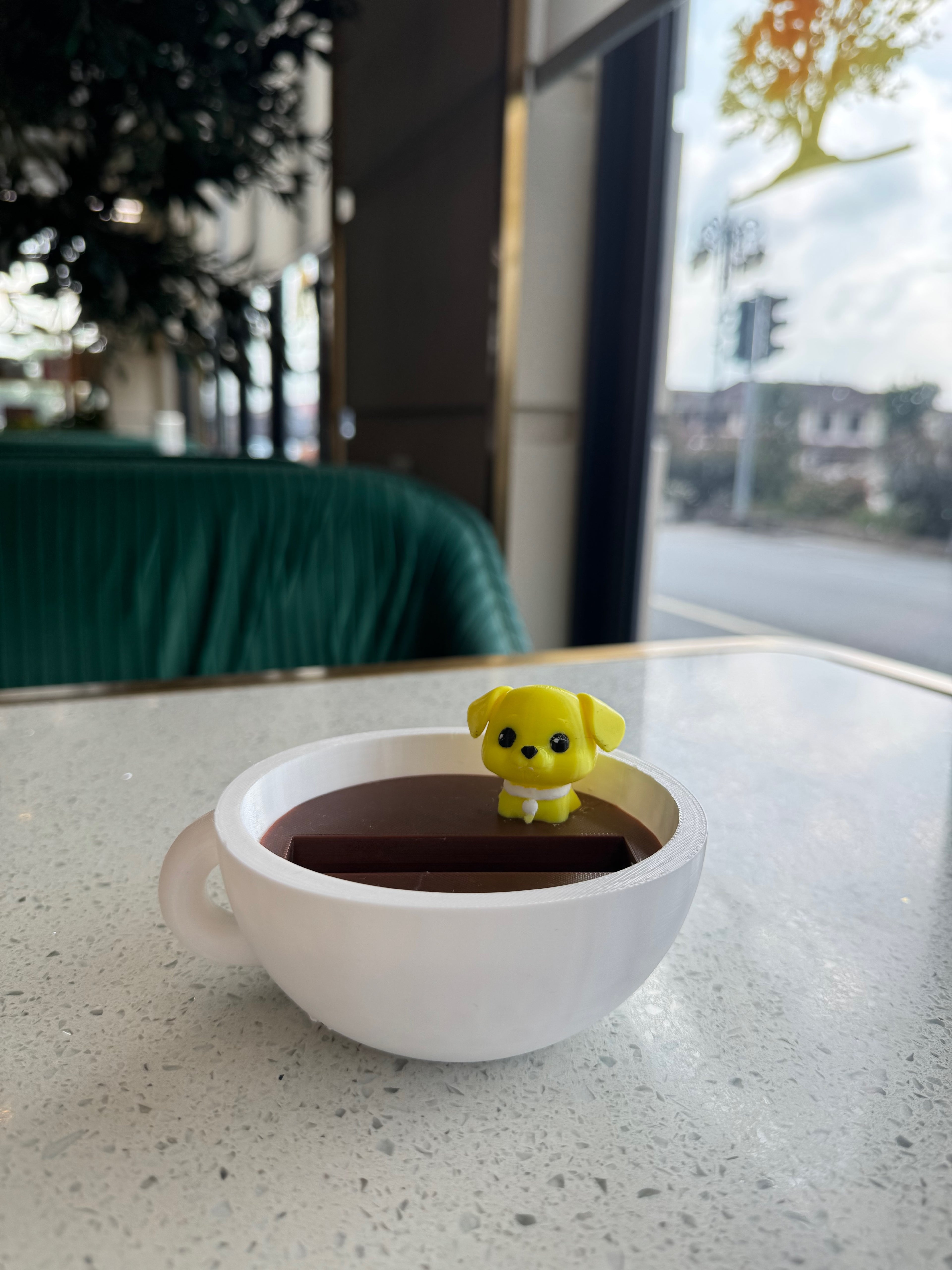 ☕ Coffee Bath Dog Phone Stand (Customizable character)